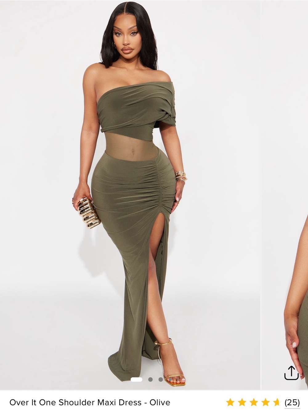 Over It One-Shoulder Maxi Dress - Olive